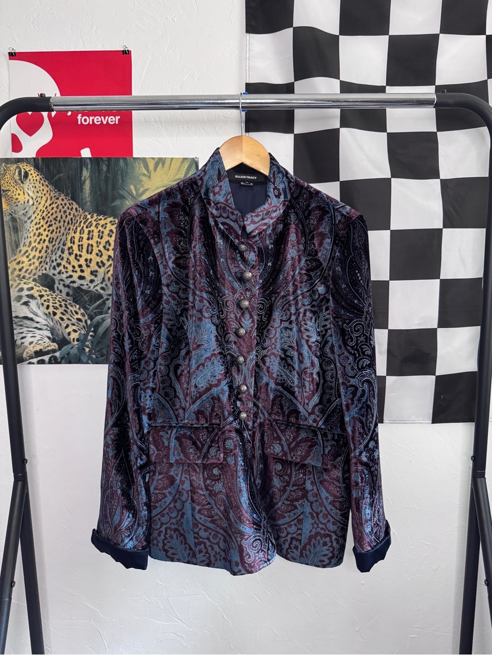 Ellen Tracy Velvet Paisley Blazer